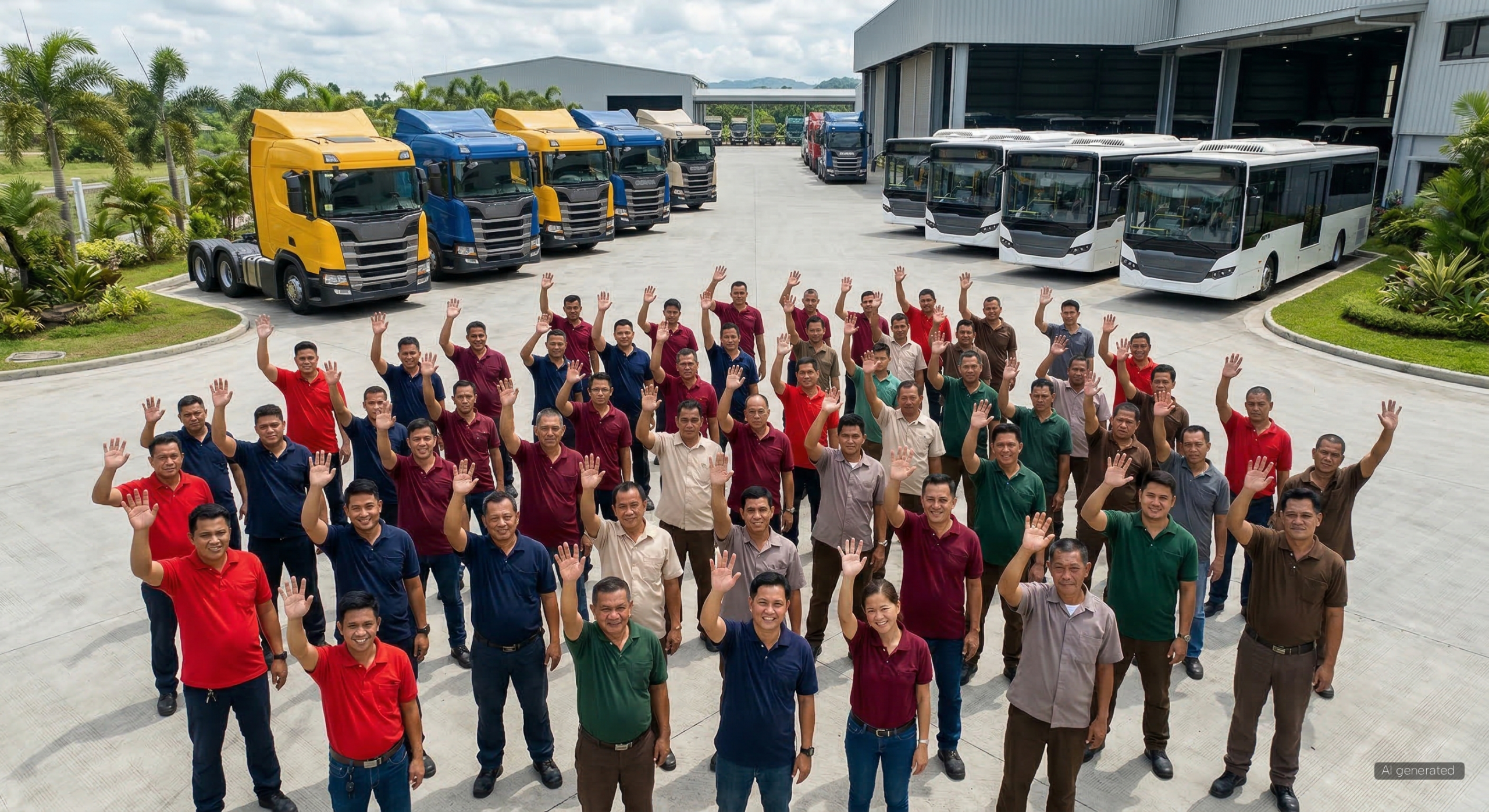 Happy drivers and fleet team